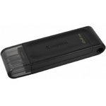 Флешка USB Kingston DataTraveler DT70 (DT70/64Gb), 64Gb, USB Type-C 3.2, R/W 70/45, черный