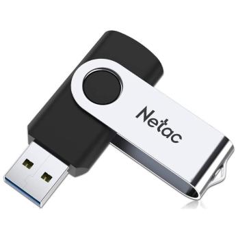 Флешка USB Netac U505 (NT03U505N-128G-20BK), 128Gb, USB 2.0, R/W 70/30, черный/серебристый