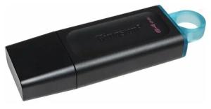 Флешка USB Kingston DataTraveler Exodia (DTX/64GB), 64Gb, USB 3.2 Gen 1, R/W 200/60, черный/бирюзовый