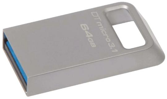Флешка USB Kingston DataTraveler Micro (DTMC3G2/64Gb), 64Gb, USB 3.2 Gen 1, R/W 200/60, серебристый