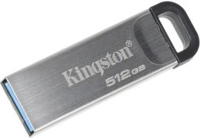 Флешка USB Kingston DataTraveler Kyson (DTKN/512Gb), 512Gb, USB 3.2 Gen 1, R/W 200/60, серебристый/черный