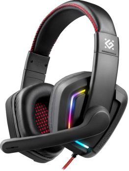 Гарнитура Defender Quake LED чёрный, проводная, подсветка