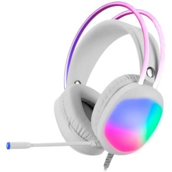 Гарнитура Marvo HG8959 Lumi 40 белый, проводная, 2×3.5 мм, микрофон с отключением, RGB-подсветка
