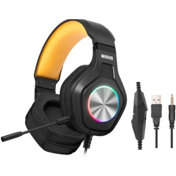 Гарнитура MARVO HG9084 Pulz 80 чёрный, проводная, USB, подсветка