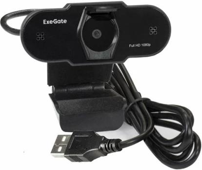 Веб-камера ExeGate BlackView C615 1920x1080, 30 кадр/с, USB Type-A, микрофон (шумоподавление), шторка приватности, универсальное крепление, штатив в комплекте