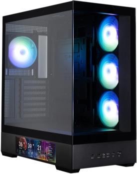 Компьютерный корпус ZALMAN P40 DS, ATX, черный, WINDOW, 9.1-inch LCD screen, 2xCombo(2.5” or 3.5”), 1x2.5”, 1xUSB TYPE-C, 2xUSB 3.0, SIDE 3x120мм ARGb, REAR 1x120мм ARGb