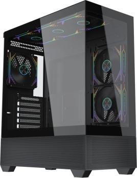 Компьютерный корпус Accord ACC-EL1B TG черный без БП ATX 2xUSB2.0 1xUSB3.1 audio