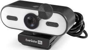 Веб-камера ExeGate eStudio EW-722 2560x1440, 30 кадр/с, USB Type-A, микрофон (2 шт, шумоподавление), автоматическая фокусировка, автоосвещение, шторка приватности, универсальное крепление