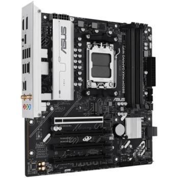 Материнская плата ASUS B850M MAX GAMING WIFI, AM5, AMD B850, 4xDDR5, 4xSATA, 3xM.2, 1xPCIe 5.0 x16, 1xPCIe 4.0 x4, 1xPCIe 3.0 x1, 1xDP, 1xHDMI, 1x1Gb LAN, Wi-Fi 6, Bluetooth 5.4, 1xUSB-C 10Gbps, 2xUSB-A 10Gbps, 2xUSB-A 5Gbps, 5xUSB-A 2.0, 3x3.5 мм, 