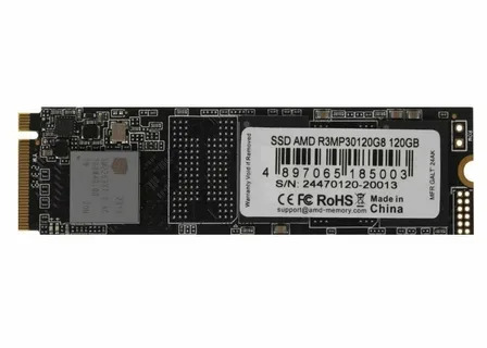Накопитель SSD AMD Radeon R3MP30120G8, 120Gb, M.2 2280, PCIe 3.0 x4, NVMe, R/W 1800/1250