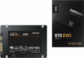 Накопитель SSD Samsung 870 EVO, 250Gb, SATA III, 2.5", R/W 560/530