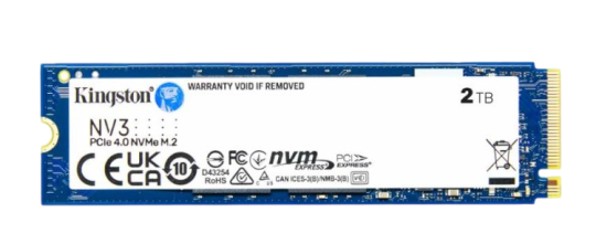 Накопитель SSD Kingston NV3, 2000Gb, M.2 2280, PCIe 4.0 x4, NVMe, R/W 6000/5000