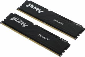 Оперативная память Kingston Fury Beast, DDR5, 16Gb (1x16Gb), 6000MHz, CL30, DIMM, с радиатором, RGB, черный