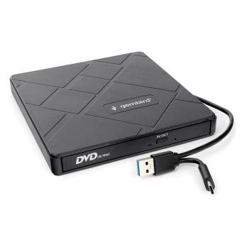 Оптический привод внешний со встроенным кардридером и хабом Gembird DVD-USB-04 пластик, черный