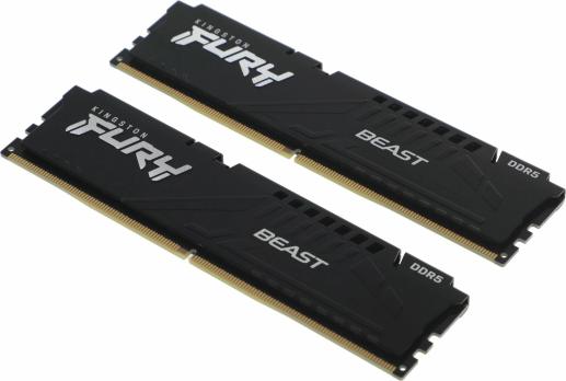 Оперативная память Kingston Fury Beast, DDR4, 64Gb (4x16Gb), 3200MHz, CL16, DIMM, с радиатором, RGB, черный