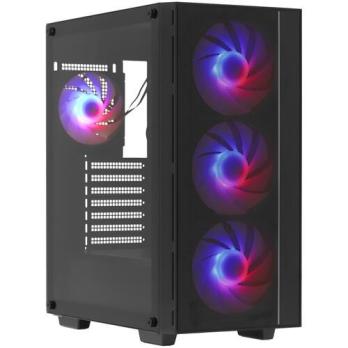 Компьютерный корпус Deepcool MATREXX 55 MESH V4 без БП, боковое окно (закаленное стекло), 3xARGB LED 140мм вентилятора спереди, 1xARGB LED 120мм вентилятор сзади, черный, ATX