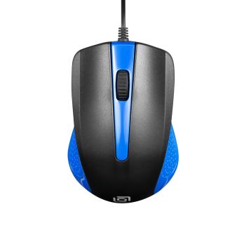 Мышь проводная Oklick 225M черный/синий, 1200 dpi, USB, кнопки - 3