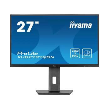 Монитор 27" Iiyama ProLite XUB2797QSN-B2 IPS 2560x1440, 100 Гц, 1 мс, 16:9, 300 кд/м², HDMI 2.0, DP 1.4, 3.5 Jack, USB-C (65 Вт), USB Hub (3x USB 3.0), Ethernet, динамики (2x2 Вт), Adaptive-Sync, черный