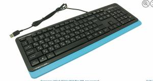 Клавиатура проводная A4Tech Fstyler FK10, USB, черный/синий