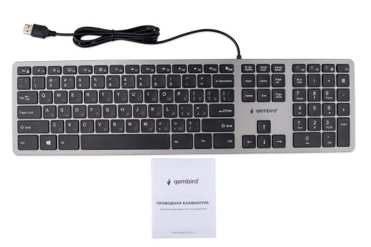 Клавиатура проводная Gembird KB-8420, USB, серый