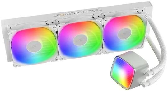 Система жидкостного охлаждения Water Cooling System Geometric Future Eskimo Pro 360 (240W, 360мм, ARGb, белый/Fans: 3x120мм, 80.81CFM, 34.2dBA, 2000RPM/Pump height 54мм, 3200RPM, Rad thickness 27мм/S: 1851, 1700, 1200, 115X, 2011, 2066, AM5, AM4)