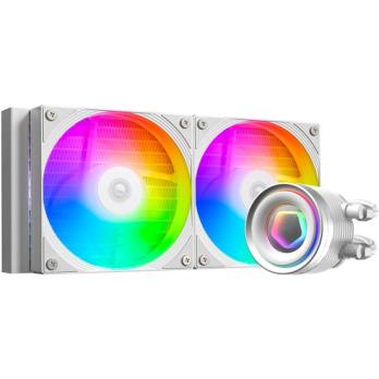Система жидкостного охлаждения ID-Cooling FX240 Inf ARGb Soc-AM5/AM4/1200/1700/1851 белый 4-pin 27.2dB Al+Cu 300W Ret (FX240 INF белый)