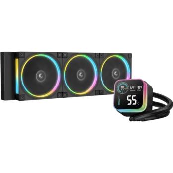 Система жидкостного охлаждения Deepcool LQ360 Ultra ARGb Soc-AM5/AM4/1200/1700/1851 черный 4-pin 38.71dB Al LCD 350W 1840gr Ret (R-LQ360-BKASMC-G-1)