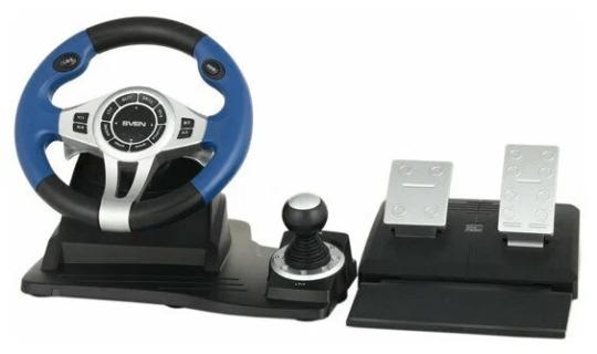 Руль черный SVEN GC-W600 (виброотдача, педали, джойстик, 12 кн., USB)