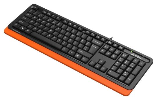 Клавиатура проводная A4Tech Fstyler FKS10, USB, черный/оранжевый