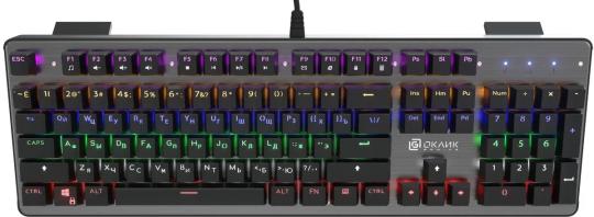 Клавиатура Oklick 970G Dark Knight проводная, USB Type-A, чёрный/серебристый