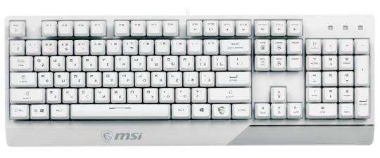 Клавиатура проводная MSI Vigor GK30 белый USB Multimedia for gamer LED (подставка для запястий)