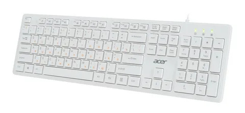 Клавиатура проводная Acer OKW123, USB, белый