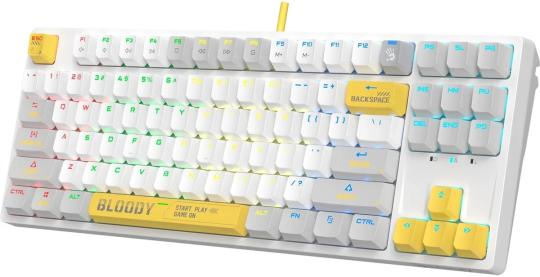 Клавиатура проводная A4Tech Bloody S87 Energy (S87 USB ENERGY WHITE) USB белый/желтый