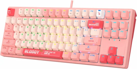 Клавиатура проводная A4Tech Bloody S87 Energy (S87 USB ENERGY PINK) USB розовый