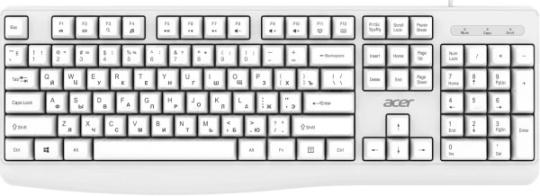 Клавиатура проводная Acer OKW301 (ZL.KBDCC.01B), USB, белый