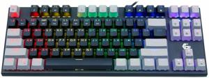Клавиатура проводная механическая Gembird KB-G600-1, 87кл, Rainbow, коричн.свитчи, 1.8м, черная