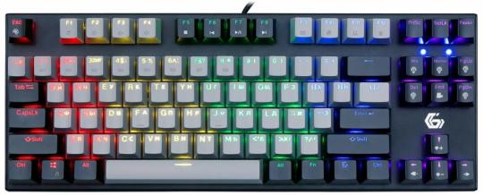 Клавиатура проводная механическая Gembird KB-G600, 87кл, Rainbow, красн.свитчи, 1.8м, черная