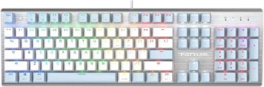 Клавиатура проводная A4Tech Fstyler FS100 Neon, USB, синий/белый