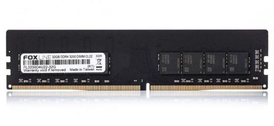 Оперативная память Foxline, DDR4, 32GB (1x32 GB), 3200 MHz, CL22, DIMM