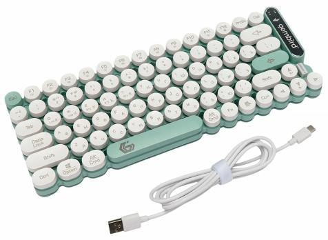 Клавиатура беспроводная Gembird KBW-9, 80кл, подсветка 6 цв, BT 5.1/радио/USB, белая