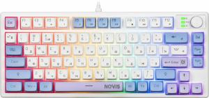 Клавиатура проводная игровая Defender Novis GK-318 RU,бел/гол,80кн+FN,радуж,1.5м