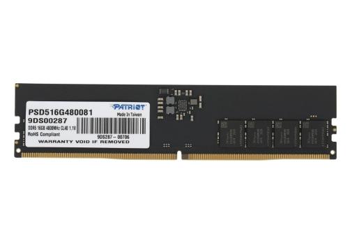 Оперативная память Patriot Signature, DDR5, 16GB (1x16 GB), 4800 MHz, CL40, DIMM