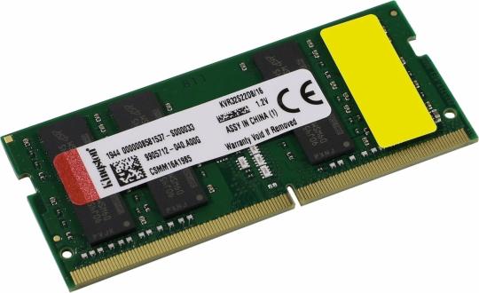 Оперативная память Kingston ValueRAM, DDR4, 16GB (1x16GB), 3200MHz, CL22, SO-DIMM
