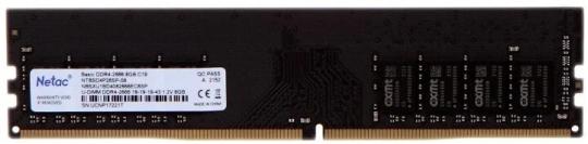 Оперативная память NETAC, DDR4, 8GB, (1x8GB), 2666MHz, CL19, DIMM, с радиатором, черный