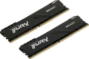 Оперативная память Kingston Fury Beast, DDR4, 32GB (2x16GB), 3200MHz, CL16, DIMM, с радиатором, черный