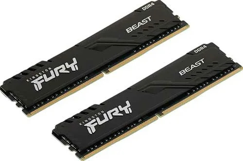 Оперативная память Kingston Fury Beast, DDR4, 32GB (2x16GB), 3200MHz, CL16, DIMM, с радиатором, черный