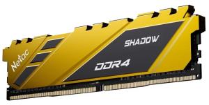 Оперативная память NETAC Shadow, DDR4, 16Gb (1x16 GB), 2666 MHz, CL19, DIMM, радиатор, желтый
