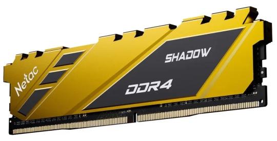 Оперативная память NETAC Shadow, DDR4, 16Gb (1x16 GB), 2666 MHz, CL19, DIMM, радиатор, желтый