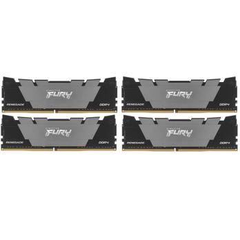 Оперативная память Kingston Fury Renegade, DDR4, 32Gb (4x8GB), 3200MHz, CL16, DIMM, с радиаторами, RGB, серебристый/черный