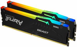 Оперативная память Kingston Fury Beast, DDR5, 32Gb (1x32GB), 5600MHz, CL36, DIMM, радиатор, RGB, белый